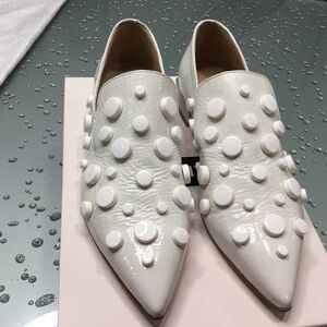 Unique patent white  leather loafers made in Spain size 37 NWT